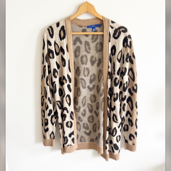 Apt. 9 Sweaters - Apt 9 leopard animal print long sleeve open long cardigan sweater size Large